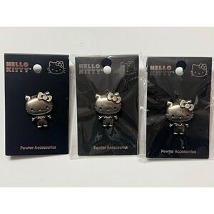 Set Of 3 Hello Kitty Pin Pewter Accessories MONOGRAM Silver